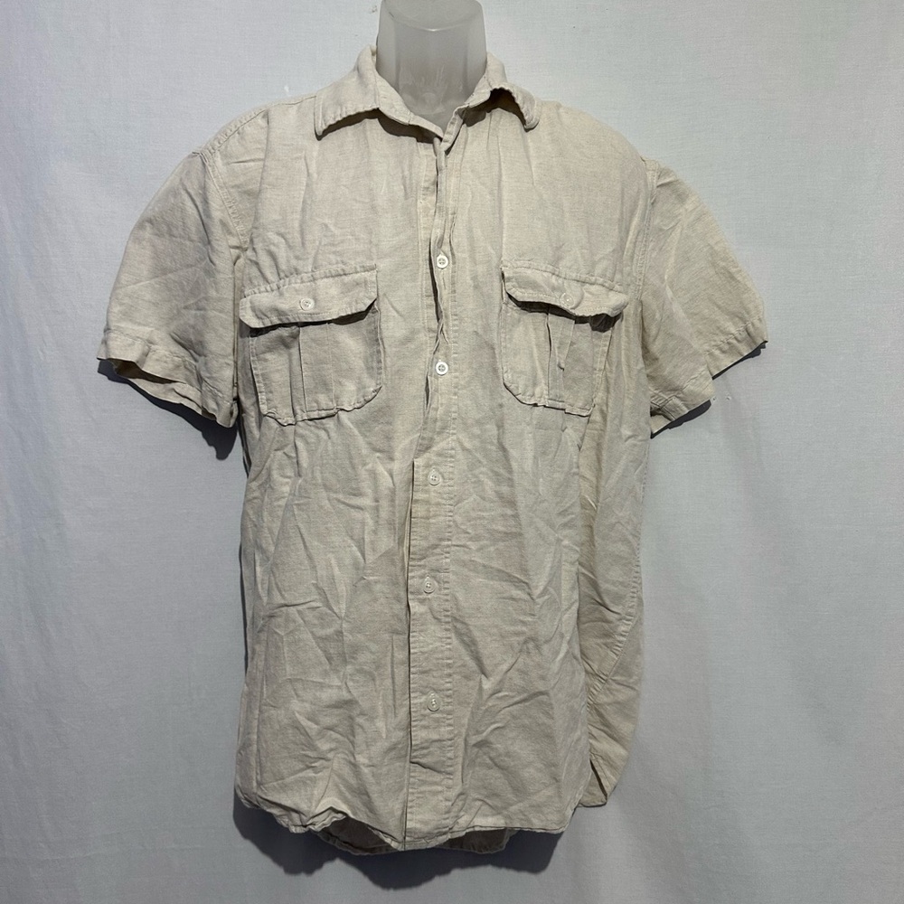 Old Navy Men’s Beige Button-Down Shirt – Size L